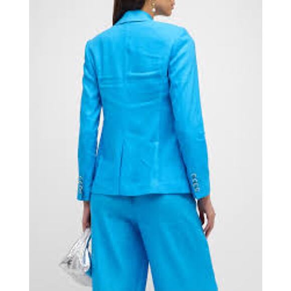 Milly Avery Linen Single Button Notched Blazer Sky Blue 17OJ00 Size 0 XS NEW - Picture 5 of 6